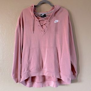Nike 🏃🏽‍♀️ High Low Lace Up Neck Sweater